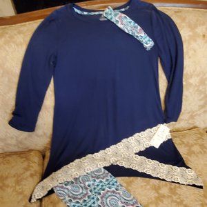 Girl's Navy 3 pc Leggings outfit sz 14/16